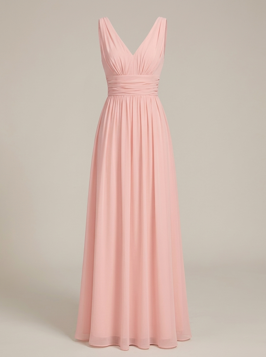 Jurk Dames Mouwloos met V-hals | Geplooide Taille en Maxi