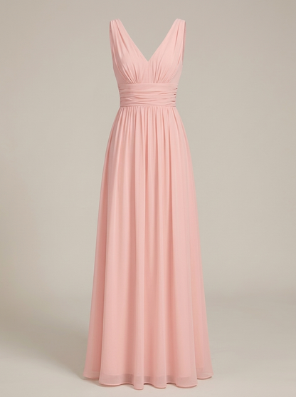 Jurk Dames Mouwloos met V-hals | Geplooide Taille en Maxi