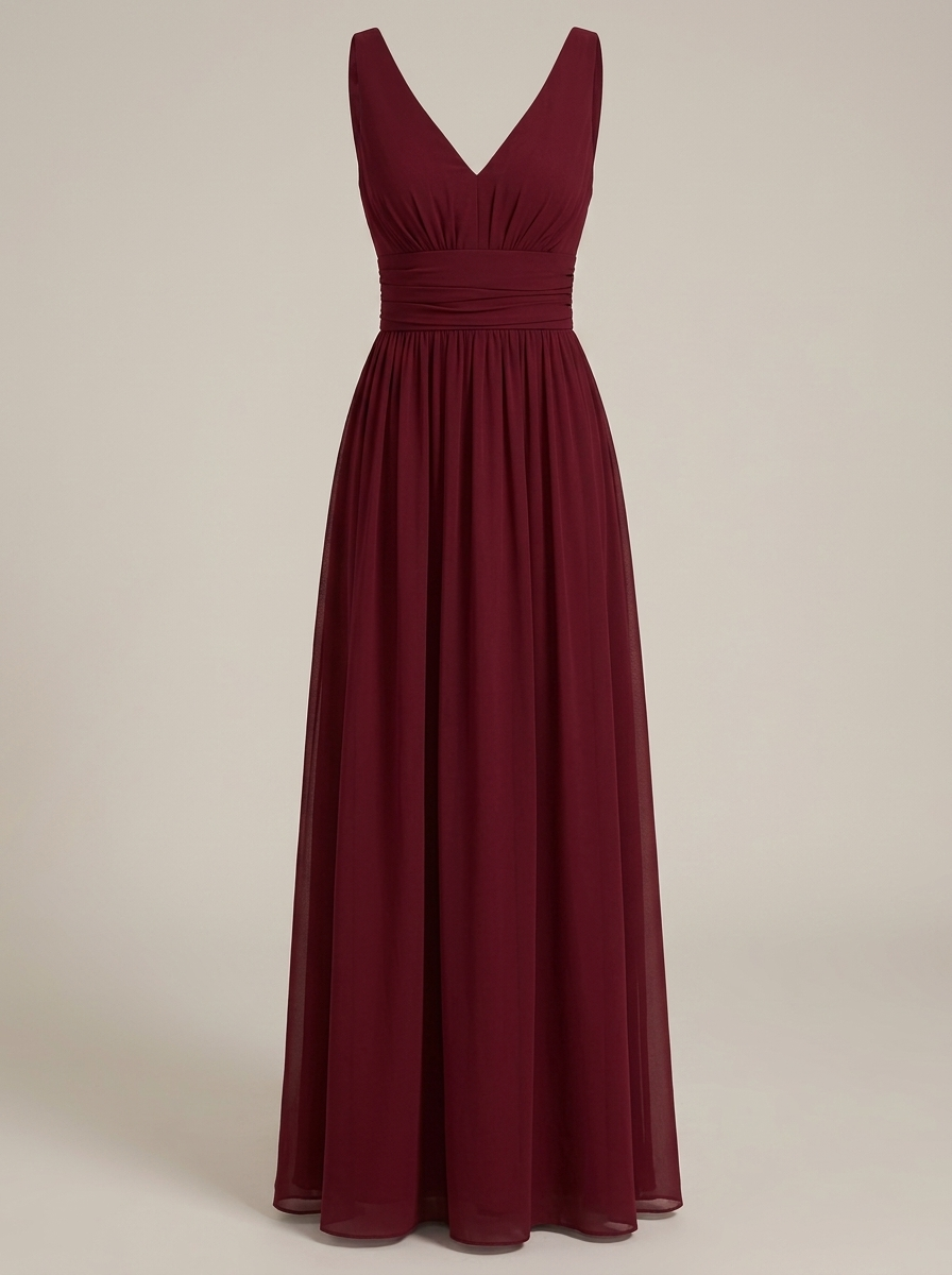 Jurk Dames Mouwloos met V-hals | Geplooide Taille en Maxi