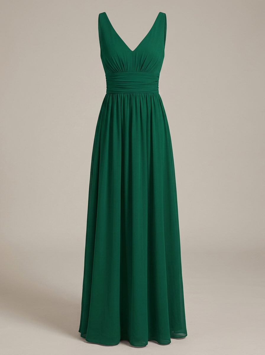 Jurk Dames Mouwloos met V-hals | Geplooide Taille en Maxi