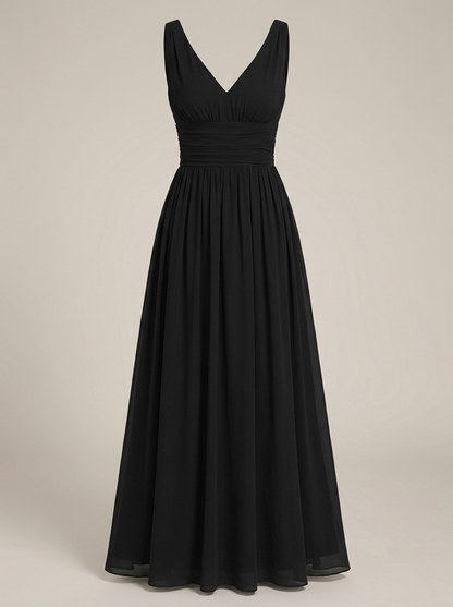 Jurk Dames Mouwloos met V-hals | Geplooide Taille en Maxi