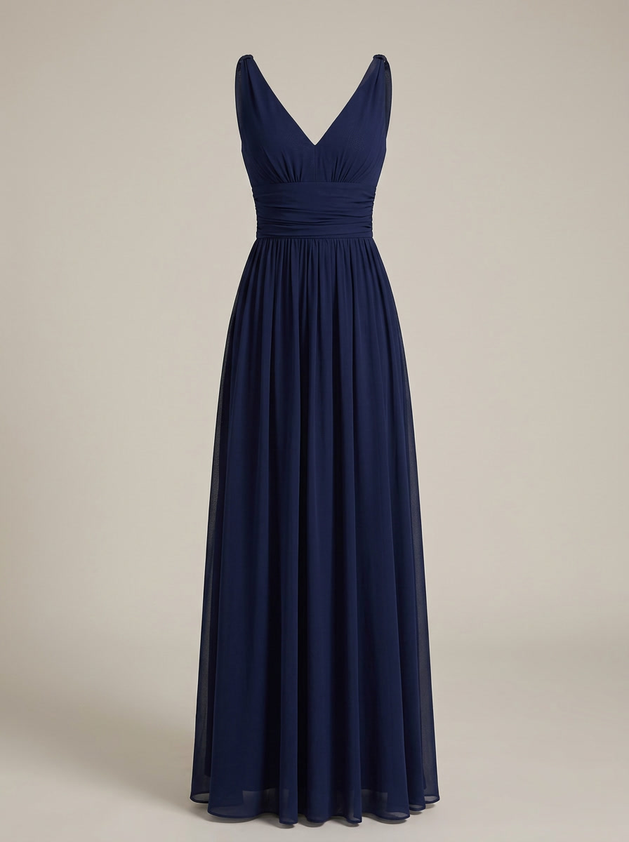 Jurk Dames Mouwloos met V-hals | Geplooide Taille en Maxi