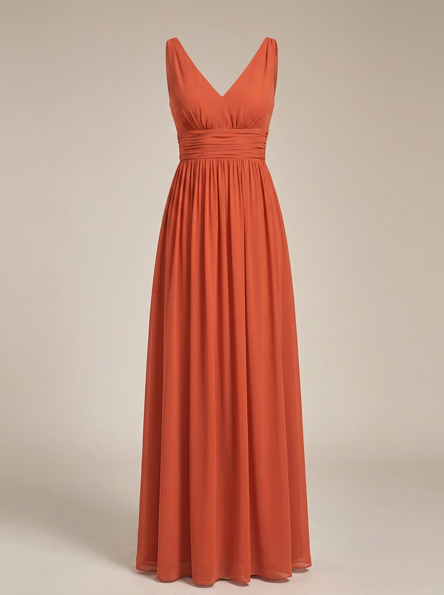 Jurk Dames Mouwloos met V-hals | Geplooide Taille en Maxi