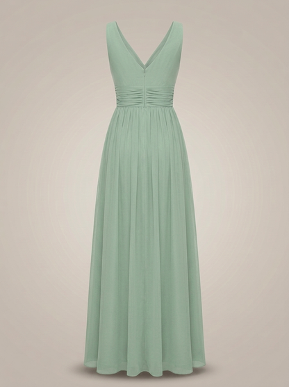 Jurk Dames Mouwloos met V-hals | Geplooide Taille en Maxi