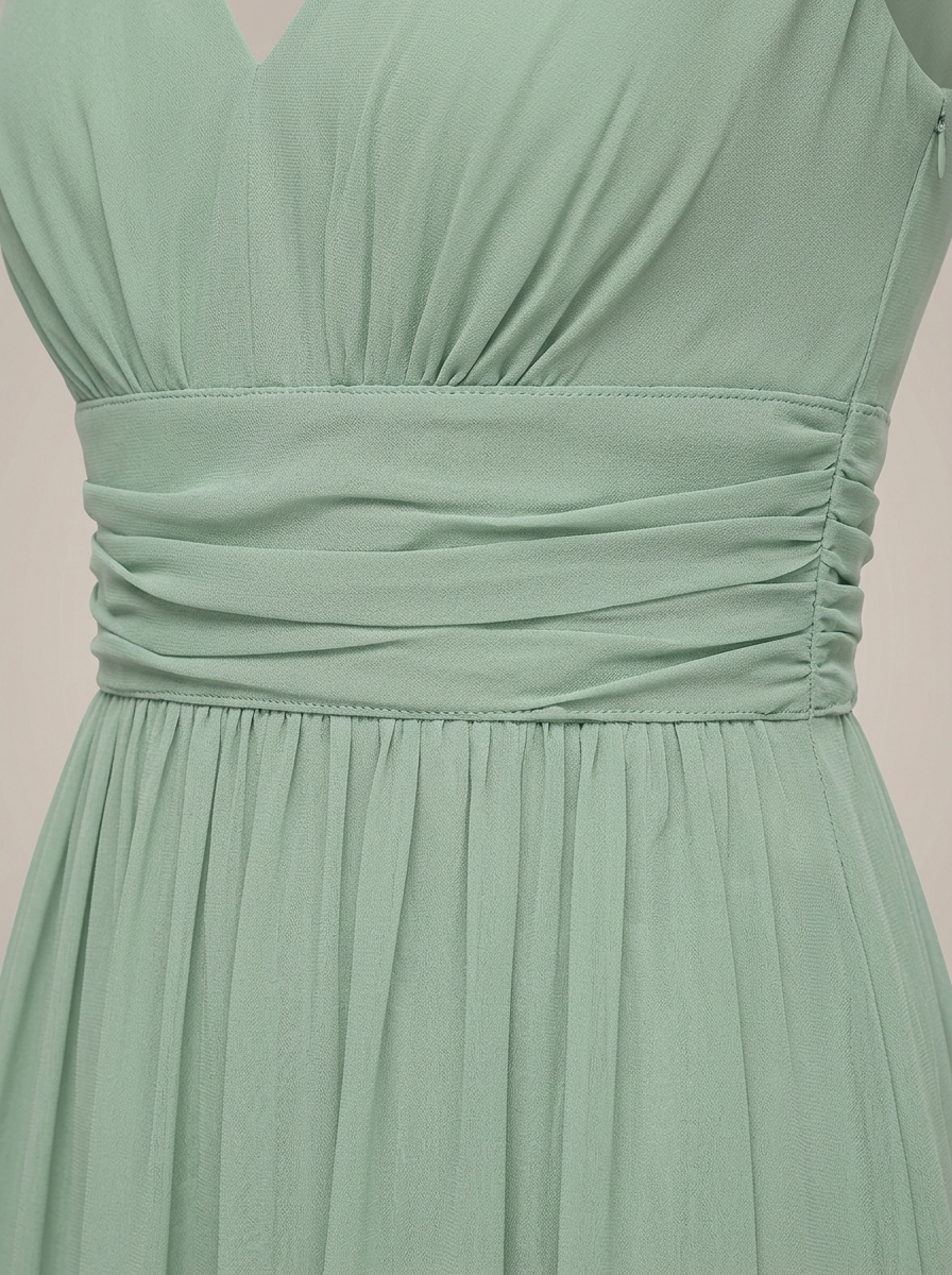 Jurk Dames Mouwloos met V-hals | Geplooide Taille en Maxi