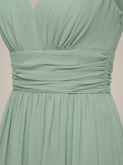 Jurk Dames Mouwloos met V-hals | Geplooide Taille en Maxi