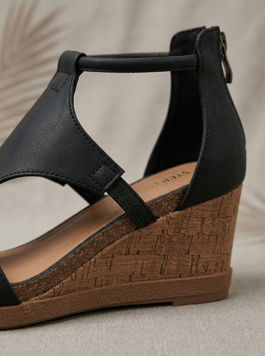 Sandalen Dames met Sleehak | Open Teen met Enkelbandje en Rits