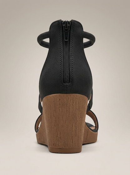 Sandalen Dames met Sleehak | Open Teen met Enkelbandje en Rits