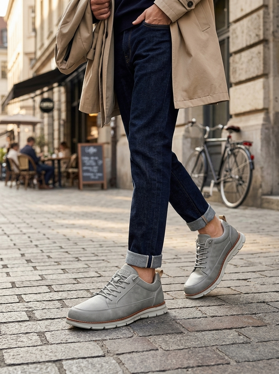 Sneakers Heren Casual | Vetersluiting met Ronde Neus