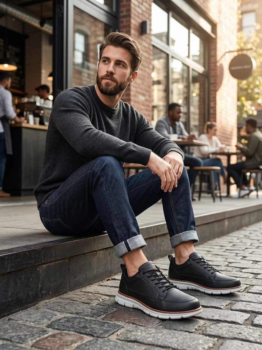 Sneakers Heren Casual | Vetersluiting met Ronde Neus