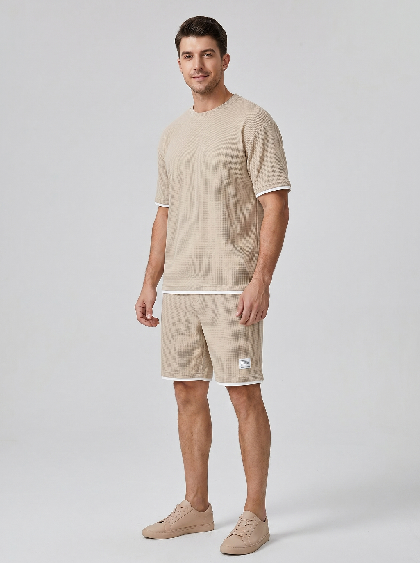 Heren Set Tweedelig | T-shirt met Korte Broek Wafelstructuur