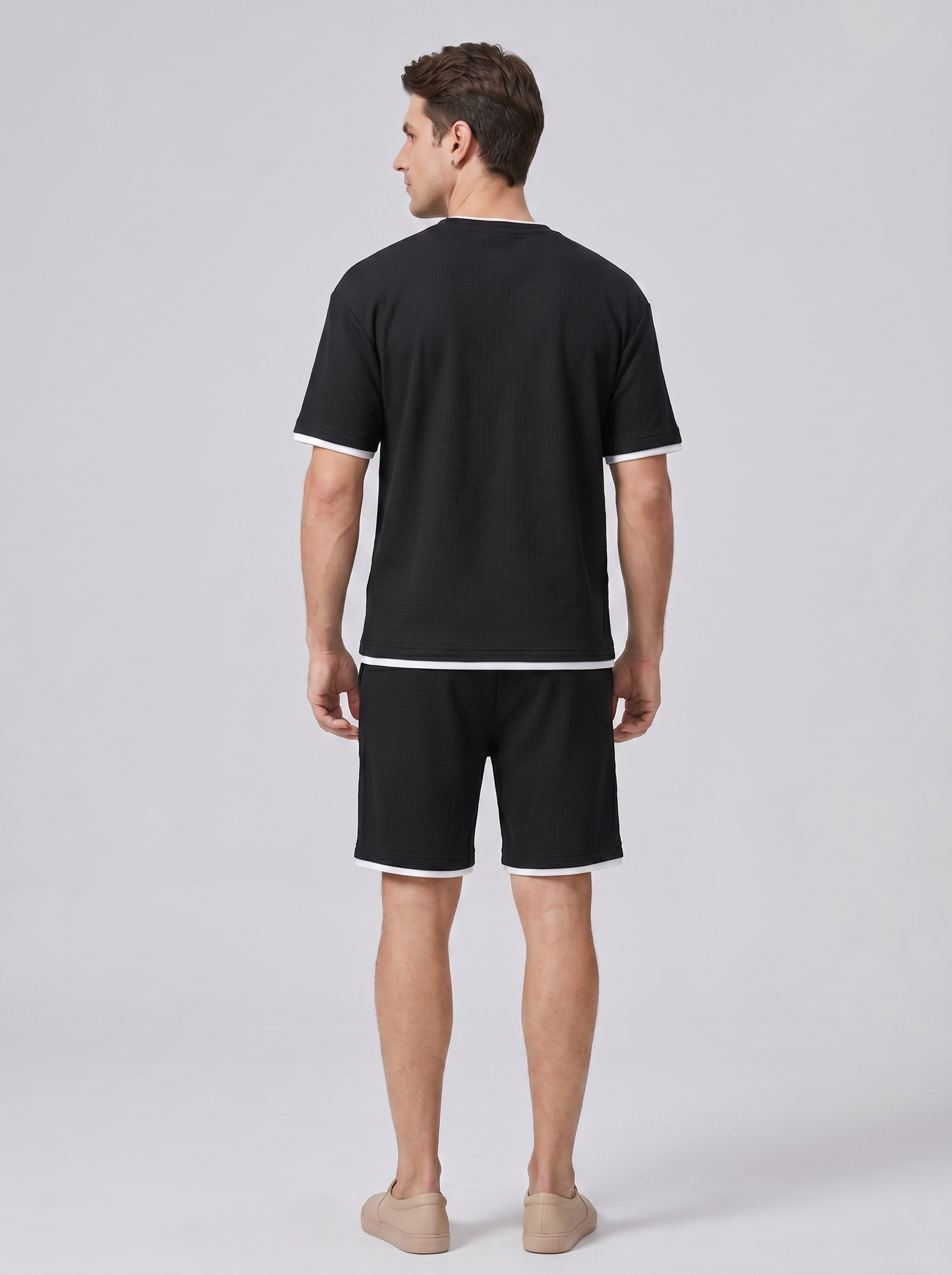 Heren Set Tweedelig | T-shirt met Korte Broek Wafelstructuur