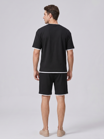 Heren Set Tweedelig | T-shirt met Korte Broek Wafelstructuur