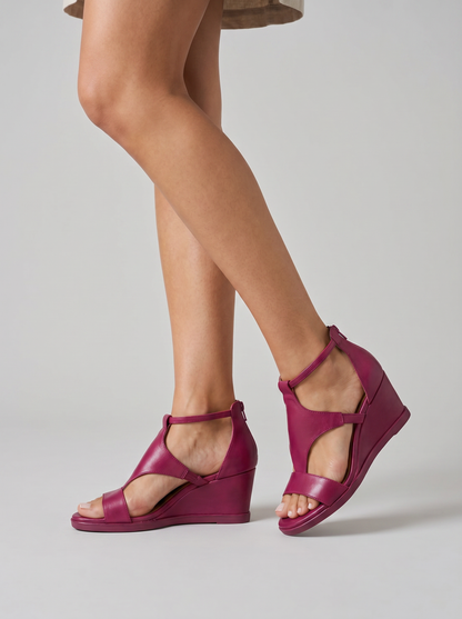 Sandalen Dames met Sleehak | Open Teen met Enkelbandje en Rits