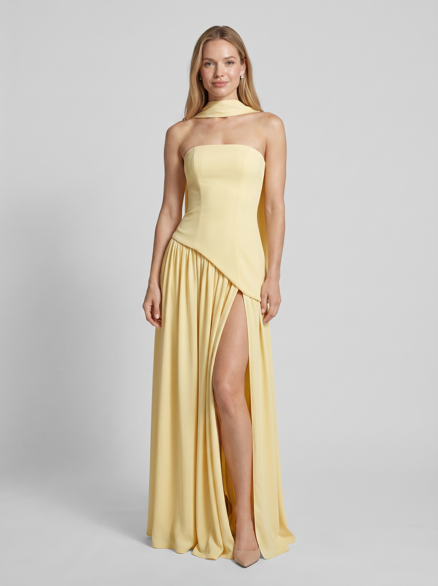 Women's Strapless Dress With High Split | Long And Festive