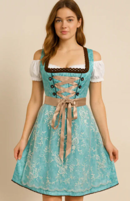 Oktoberfest Dirndl Jurk Dames – Strik en Bloemenprint