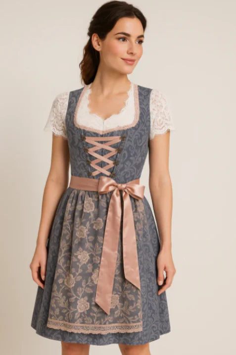 Oktoberfest Dirndl Jurk Dames – Strik en Bloemenprint