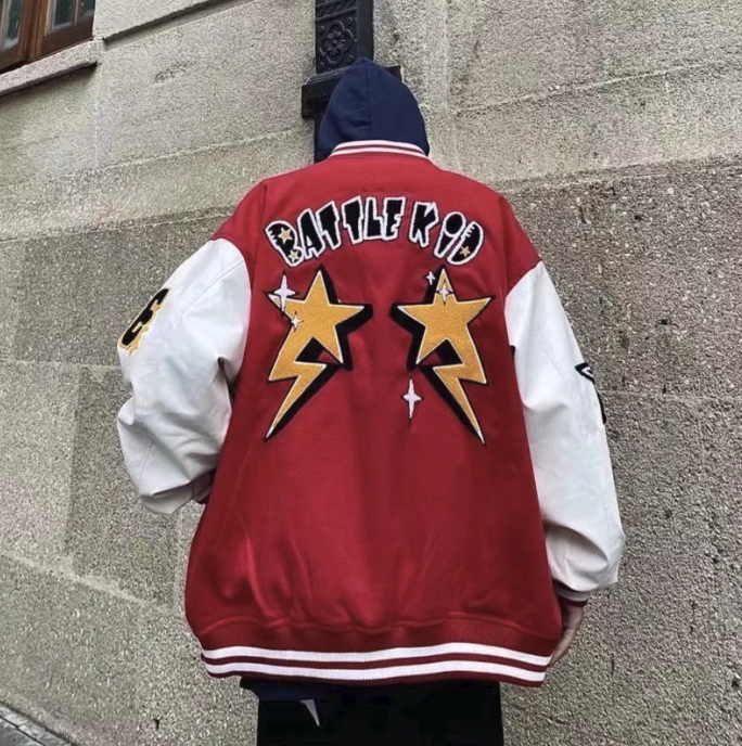 Rood Heren Varsity Jack – Sportieve Bomberjas met College Look
