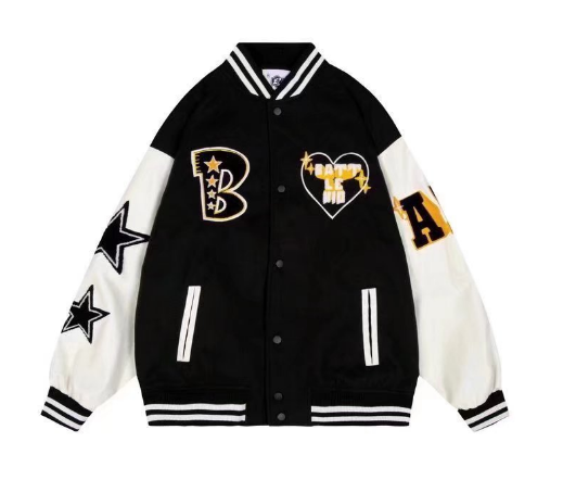 Zwart Heren Varsity Jack – Sportieve Bomberjas met College Look