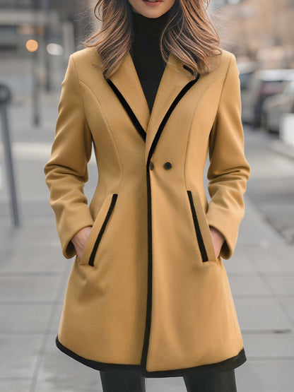 Winterjas Dames | Mantel met Zwarte Details