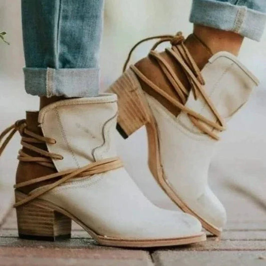 Dirndl Laarzen Dames | Enkelboots met Houten Hak