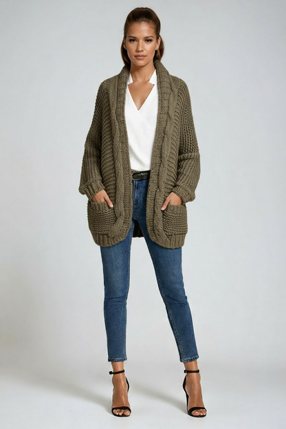 Dames Vest Lange Mouw | Gebreid Met Zakken