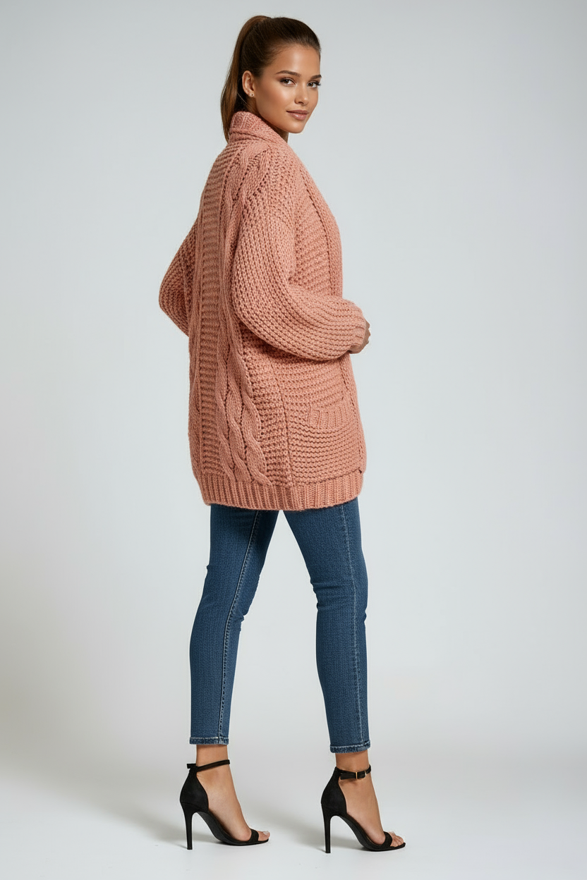 Dames Vest Lange Mouw | Gebreid Met Zakken
