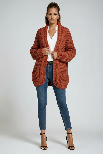 Dames Vest Lange Mouw | Gebreid Met Zakken