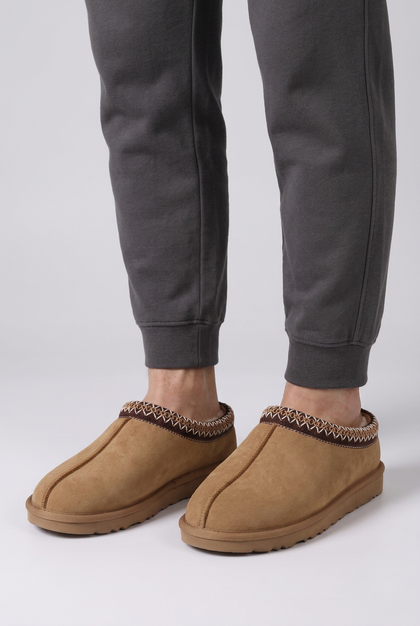 Clog slippers winter | Geborduurde zigzag-band