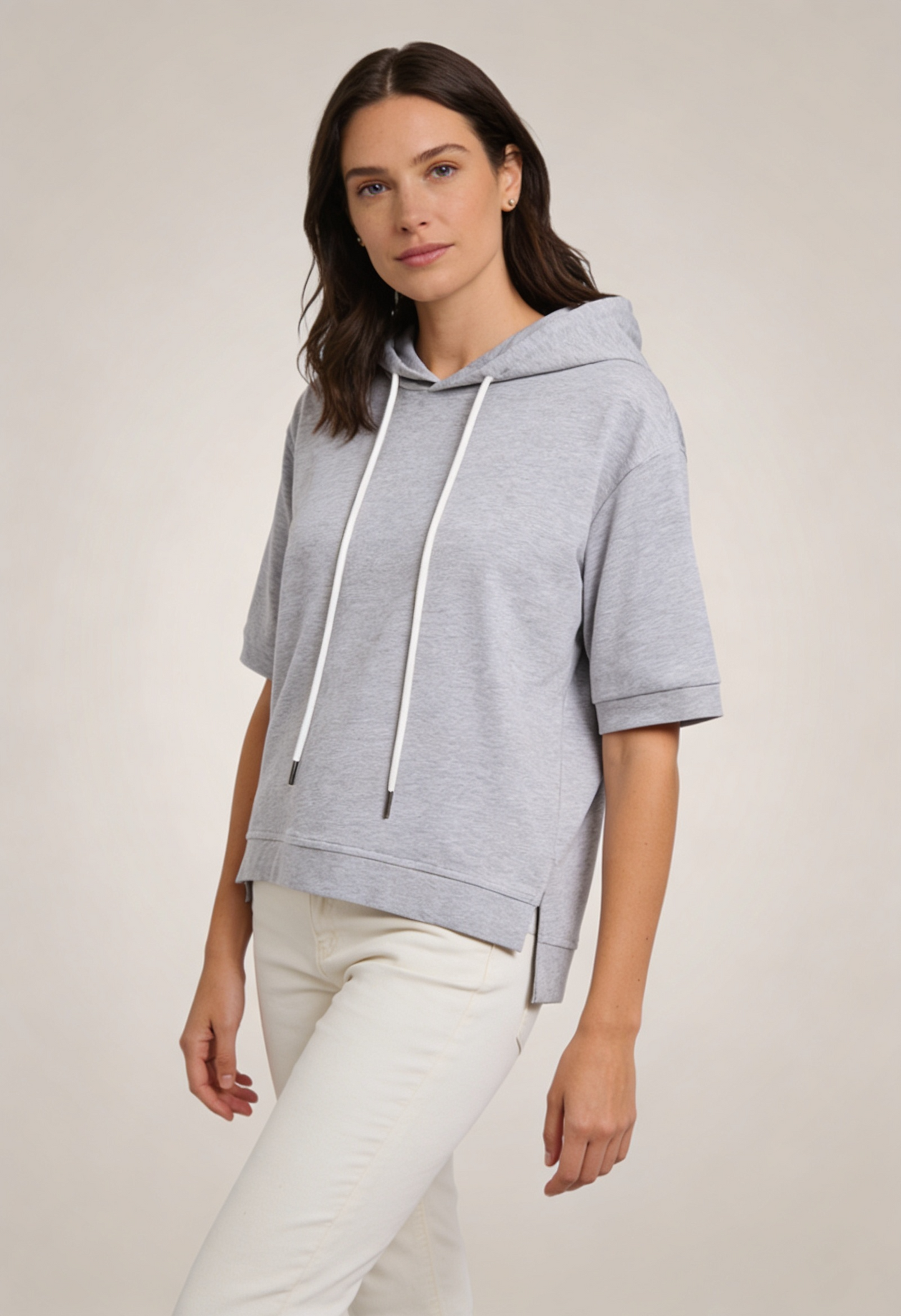 Hoodie Dames met Korte Mouwen | Capuchon met Koordtrekker