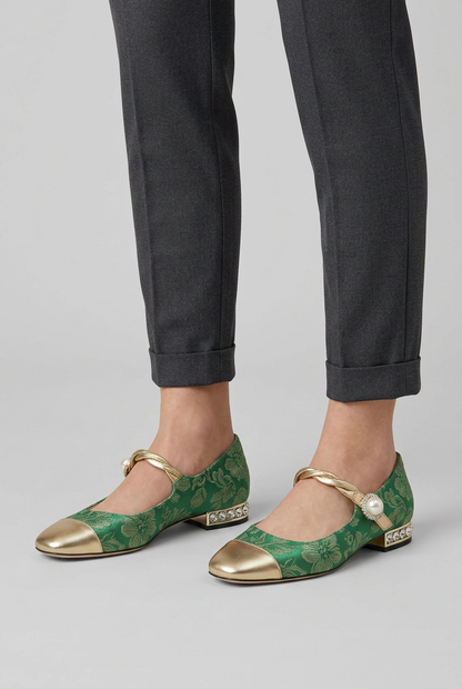 Damesschoenen met Lage Hak en Bandje | Gouden Details