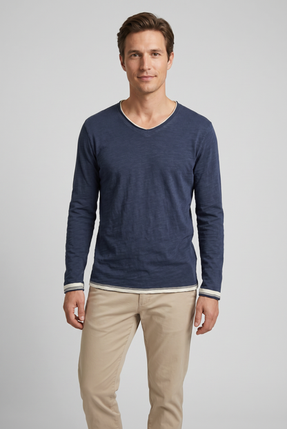 Heren Shirt Met Lange Mouwen En Ronde hals | Slim Fit