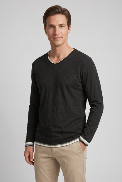 Heren Shirt Met Lange Mouwen En Ronde hals | Slim Fit