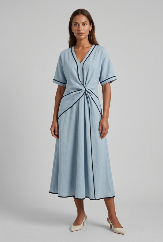 Zomerjurk Dames Met V-hals En Korte Mouwen | Maxi