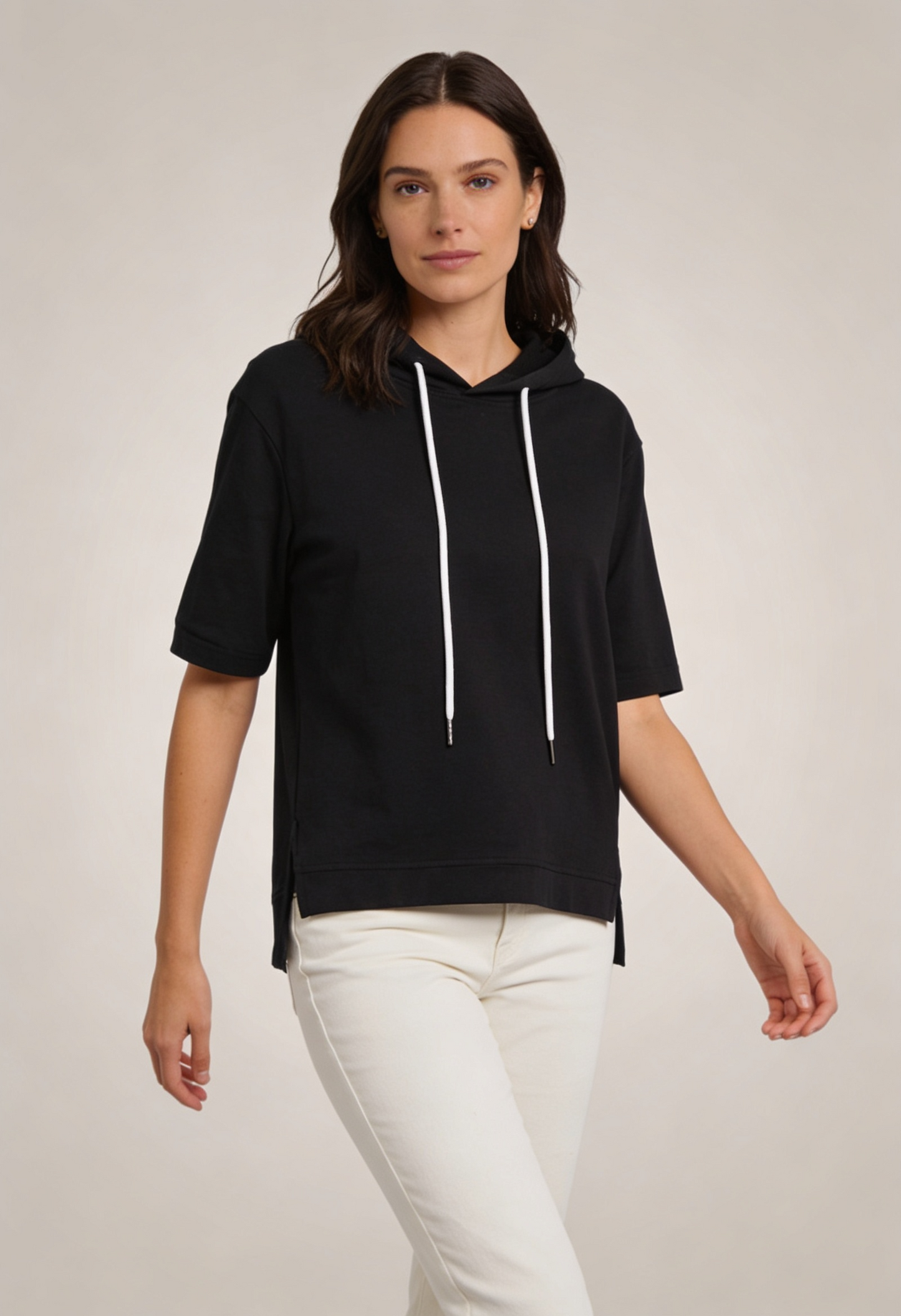 Hoodie Dames met Korte Mouwen | Capuchon met Koordtrekker