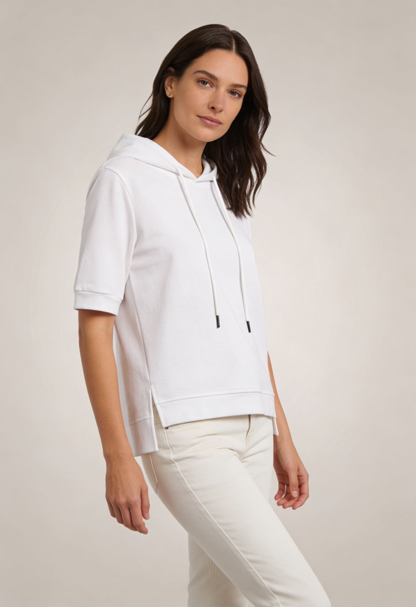 Hoodie Dames met Korte Mouwen | Capuchon met Koordtrekker