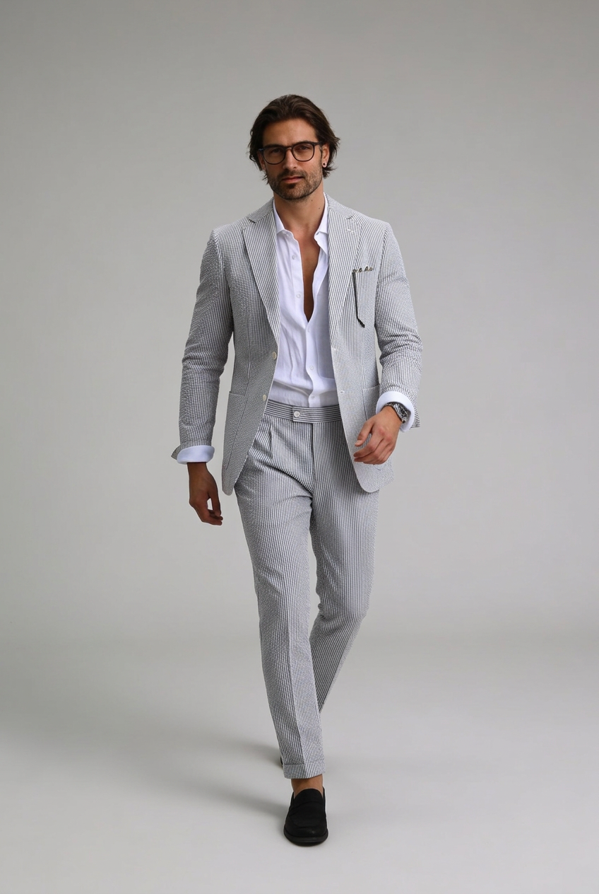 Pak Heren Slim Fit Tweedelig | Gestreept met Reverskraag