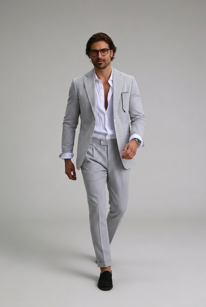 Pak Heren Slim Fit Tweedelig | Gestreept met Reverskraag