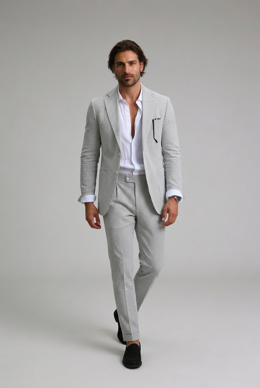 Pak Heren Slim Fit Tweedelig | Gestreept met Reverskraag