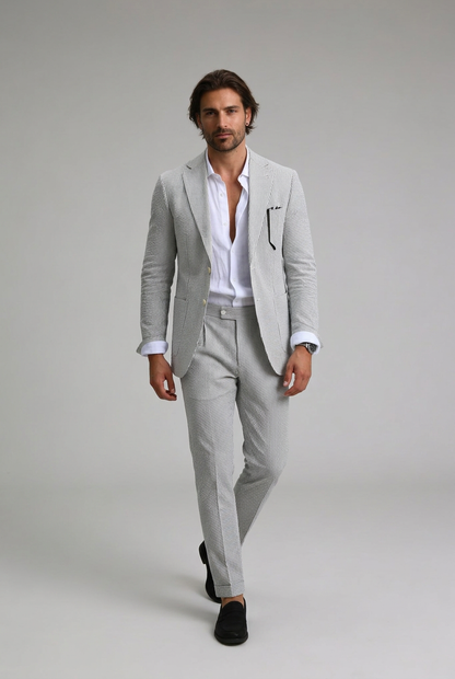 Pak Heren Slim Fit Tweedelig | Gestreept met Reverskraag