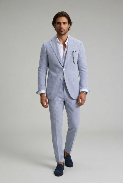 Pak Heren Slim Fit Tweedelig | Gestreept met Reverskraag