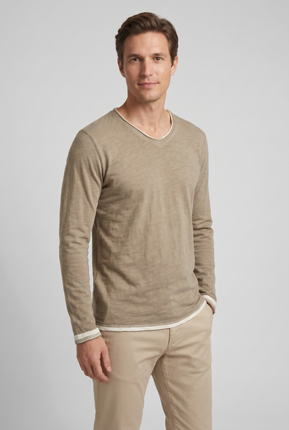 Heren Shirt Met Lange Mouwen En Ronde hals | Slim Fit