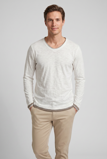 Heren Shirt Met Lange Mouwen En Ronde hals | Slim Fit