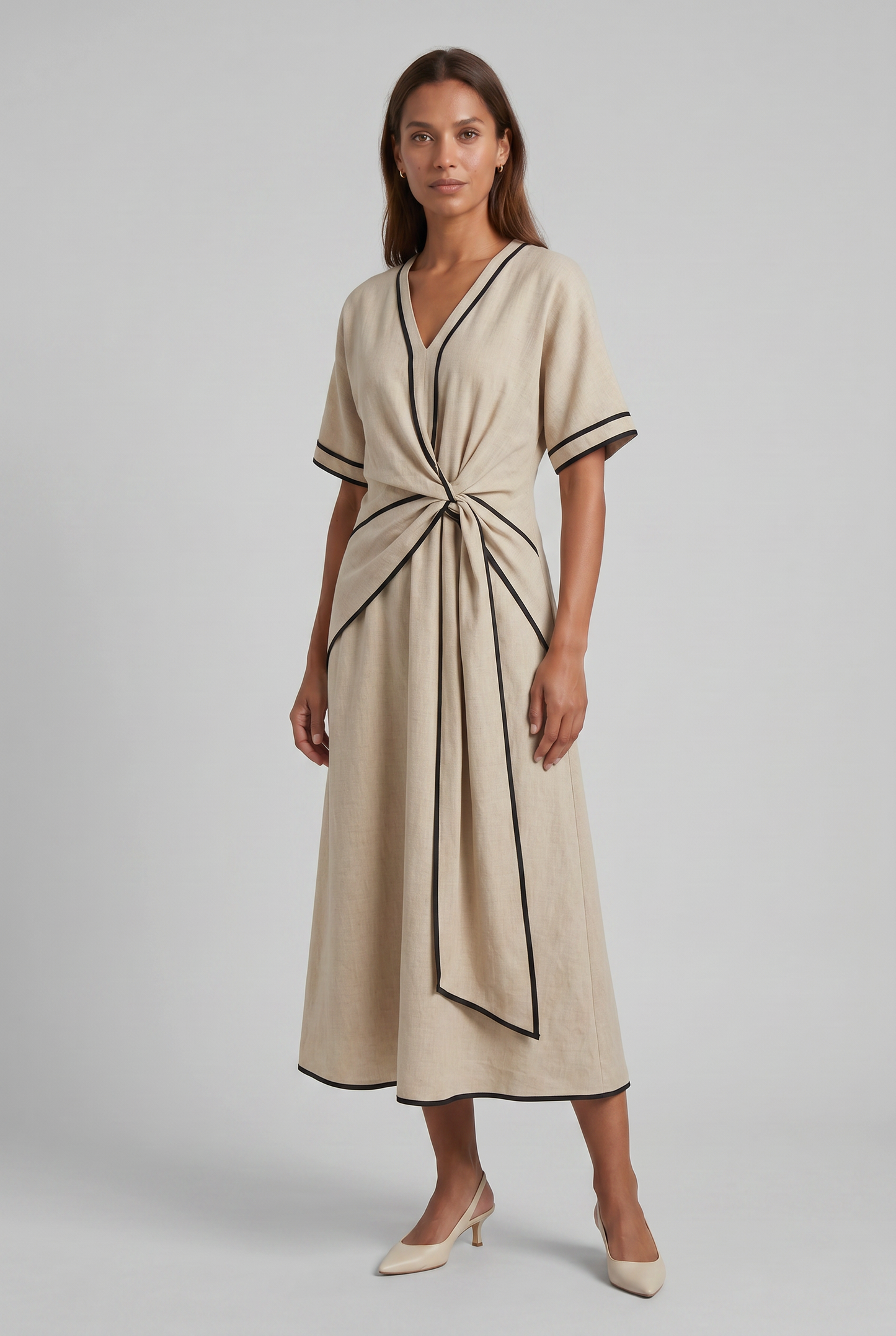 Zomerjurk Dames Met V-hals En Korte Mouwen | Maxi