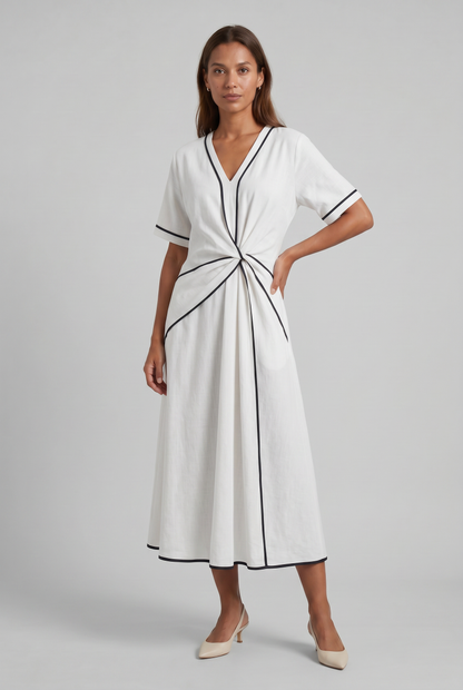 Zomerjurk Dames Met V-hals En Korte Mouwen | Maxi