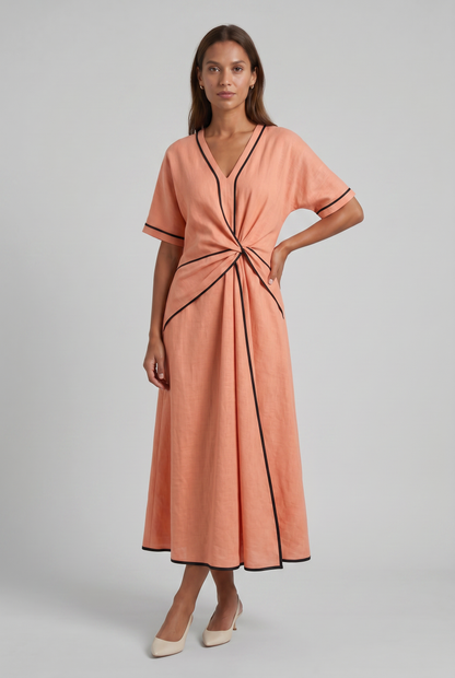 Zomerjurk Dames Met V-hals En Korte Mouwen | Maxi