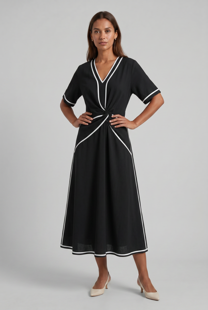 Zomerjurk Dames Met V-hals En Korte Mouwen | Maxi