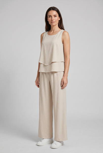 Dames Set Tweedelig Zomer | Mouwloze Top met Wijde Broek