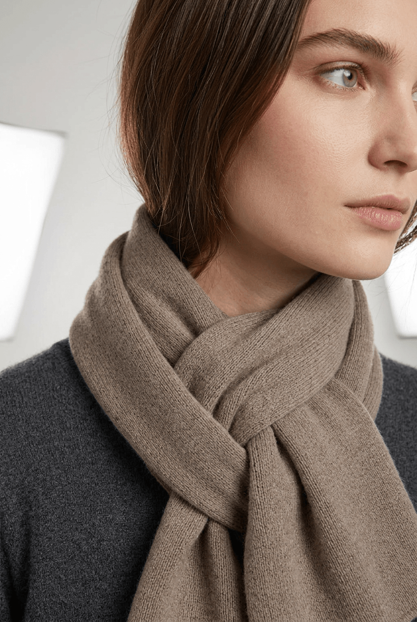 Unisex geribbelde sjaal winter | Effen ribpatroon