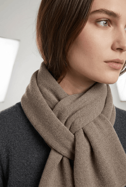 Unisex geribbelde sjaal winter | Effen ribpatroon
